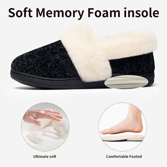 Women's Dark Gray Fuzzy Memory Warm Closed Back Knit Bedroom Slippers Boot - Picture 3 of 5